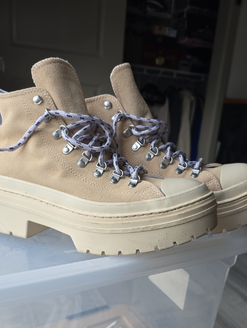 Converse Beige Suede Lace-Up Platform Women's Boots